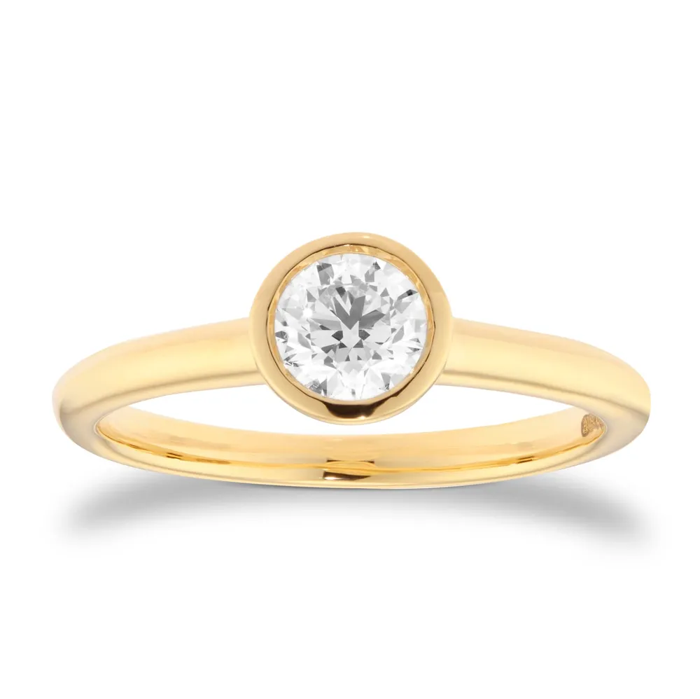 18ct Yellow Gold 0.50cttw Round Brilliant Cut Bezel Set Diamond Engagement Ring