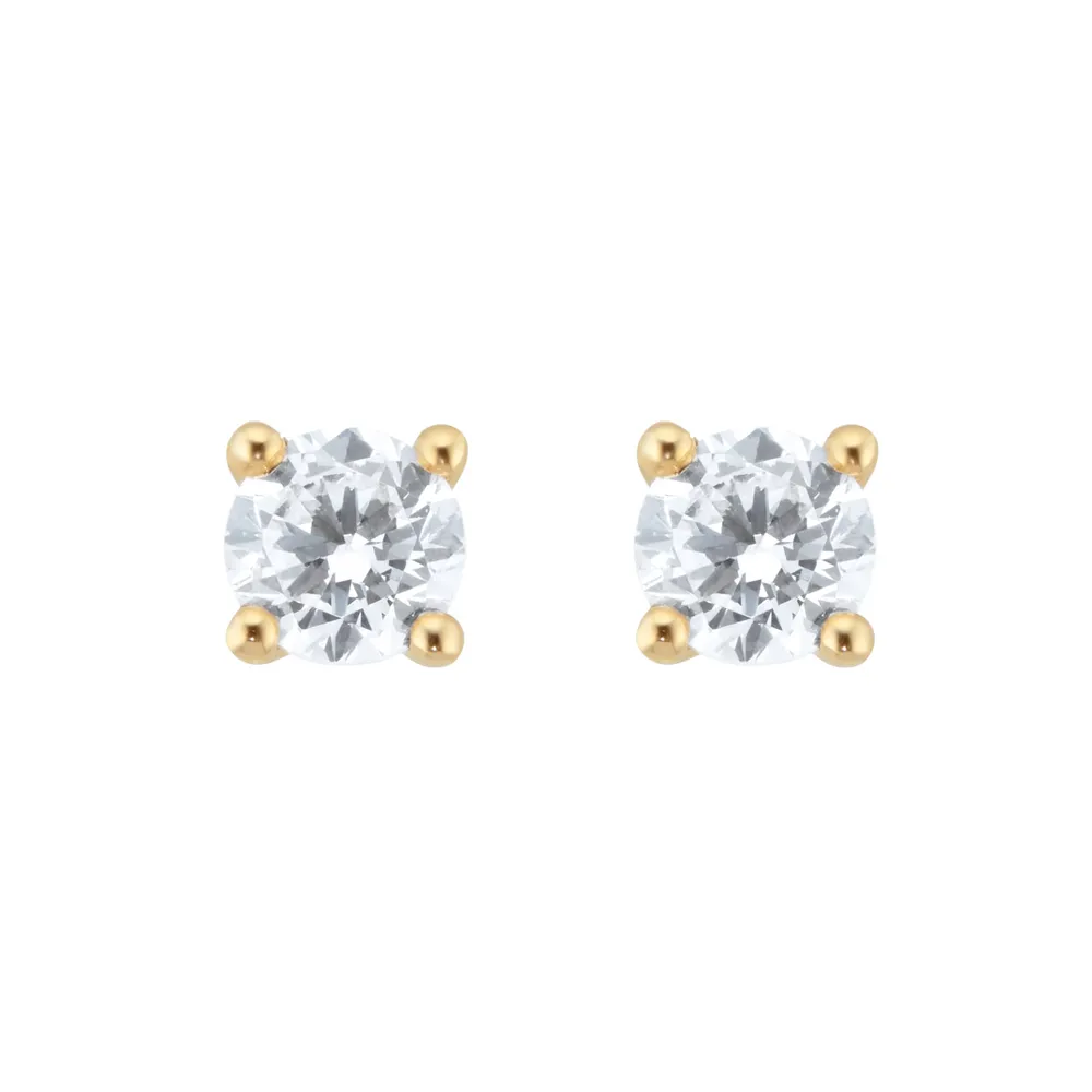 18ct Yellow Gold 0.60ct Diamond Solitaire Stud Earrings
