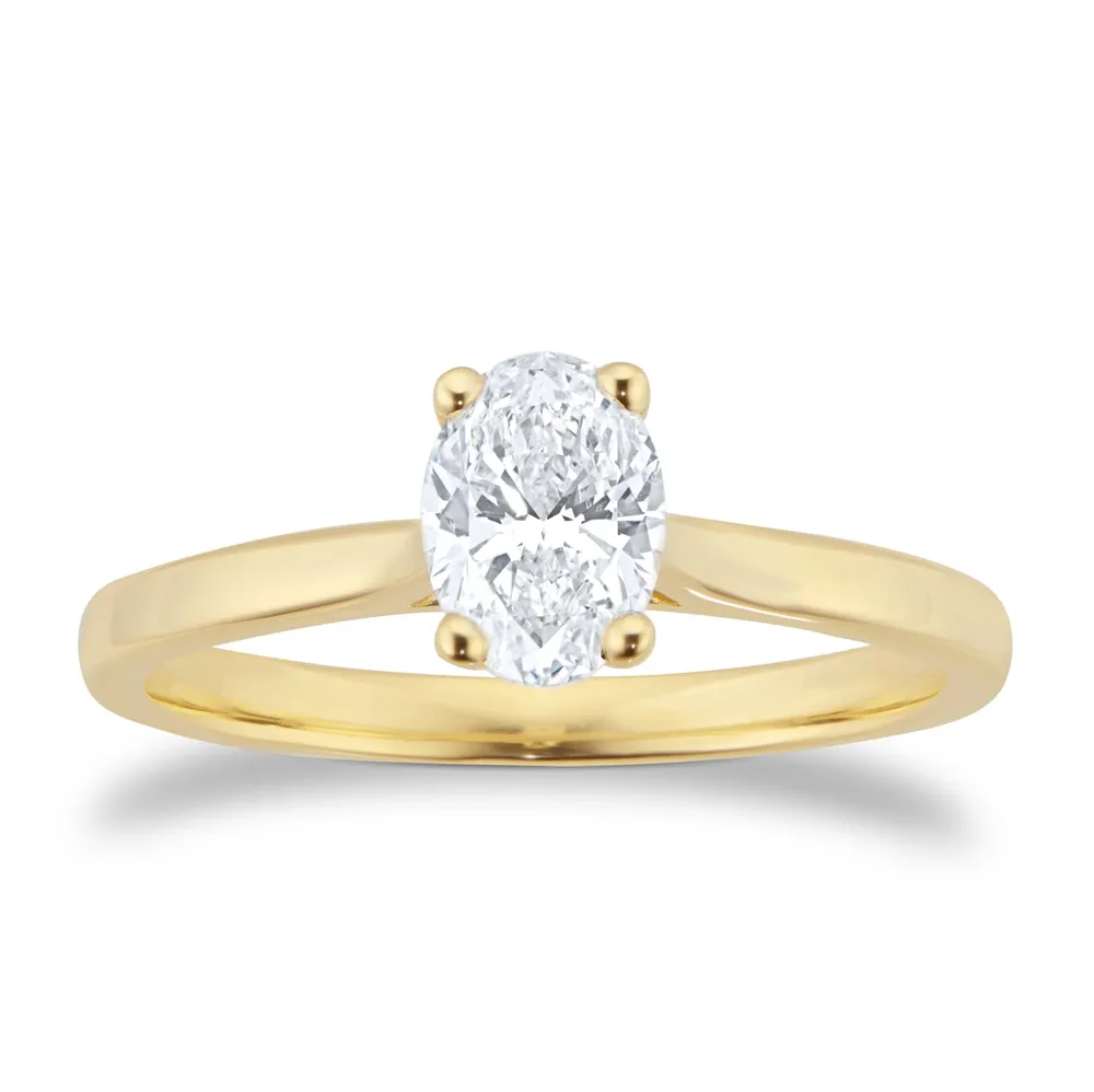 18ct Yellow Gold 0.70ct Diamond Oval Solitaire Engagement Ring