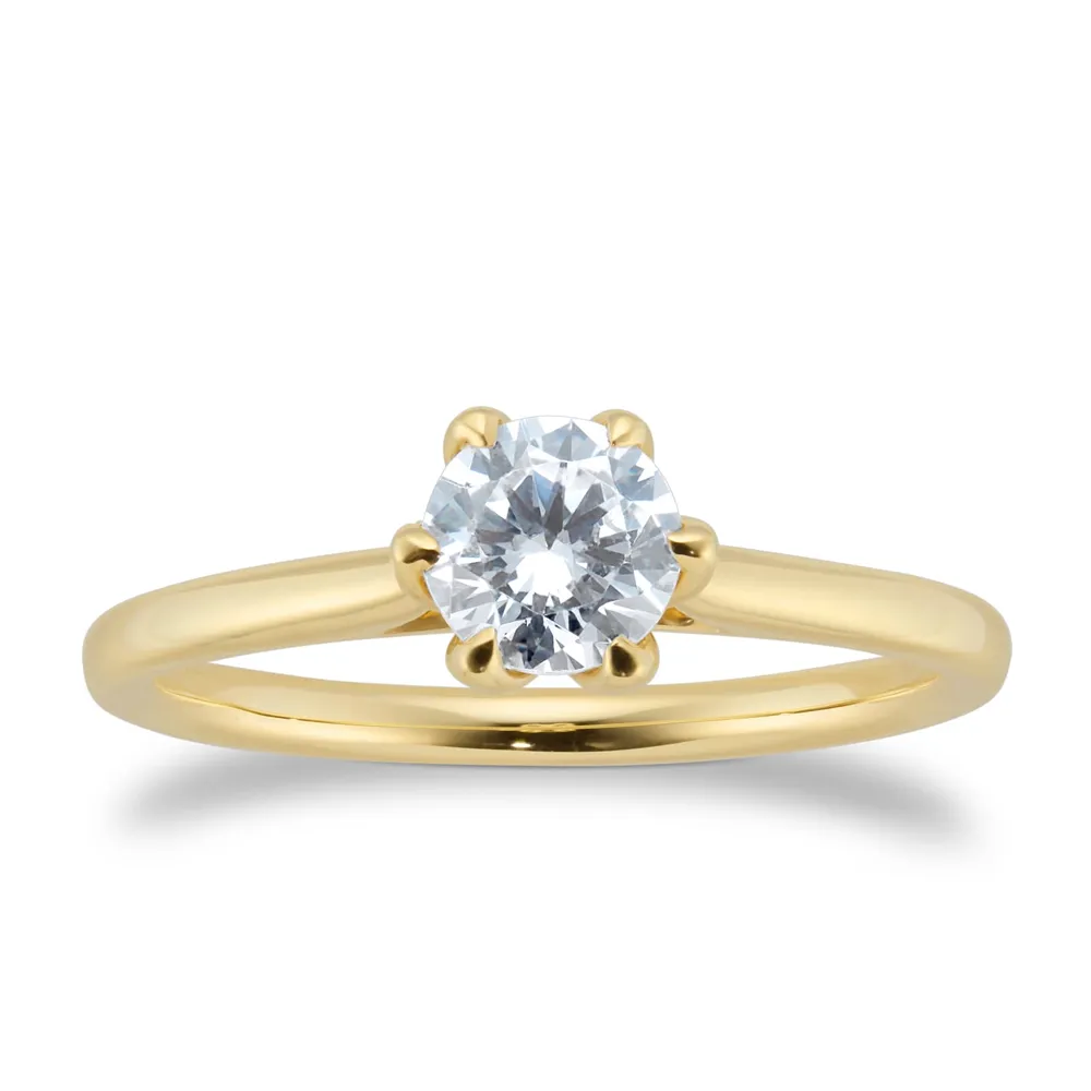 18ct Yellow Gold 0.70ct GIA Floral Solitaire Engagement Ring