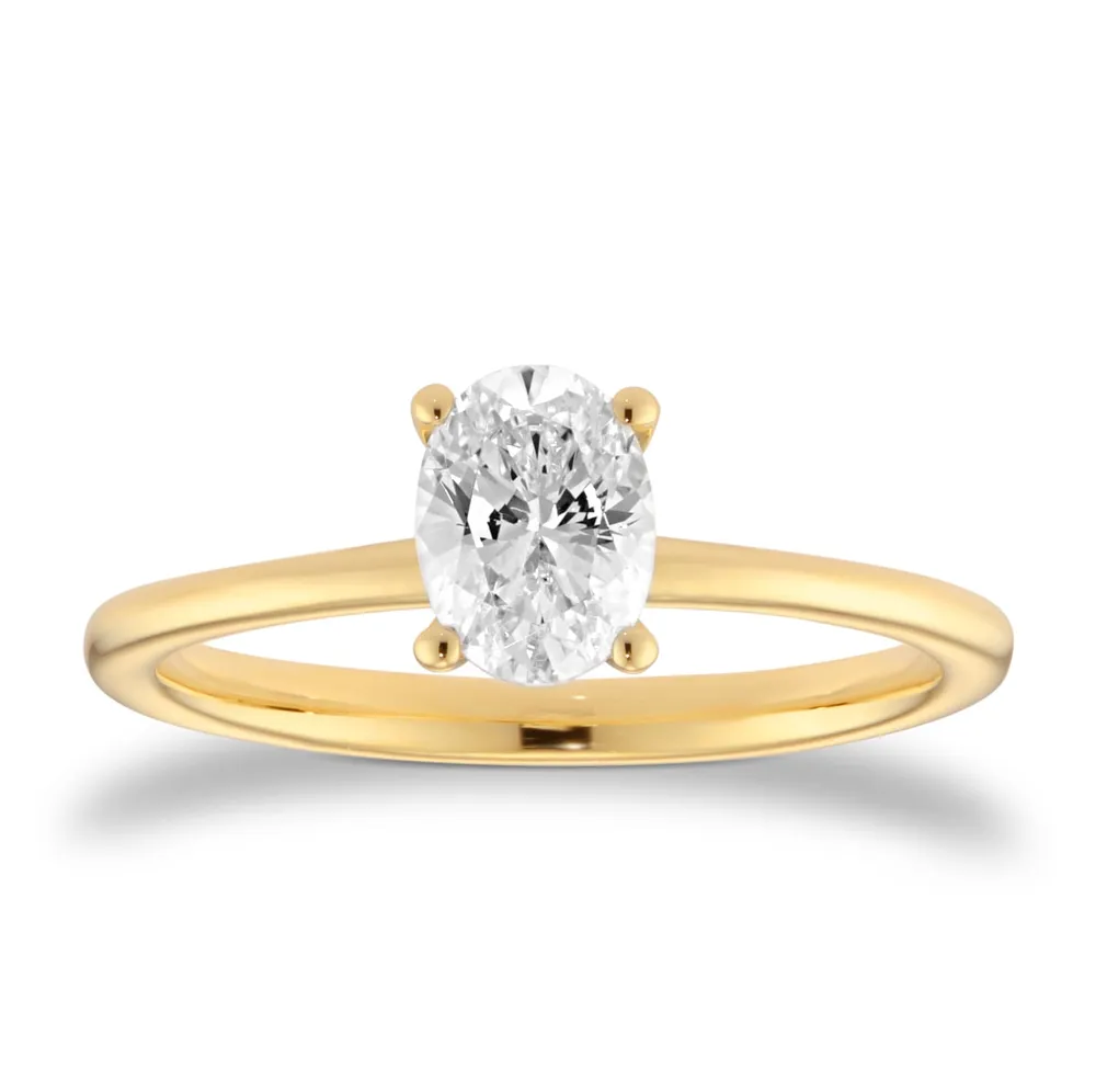 18ct Yellow Gold 0.70cttw Oval Cut Diamond Solitaire Engagement Ring