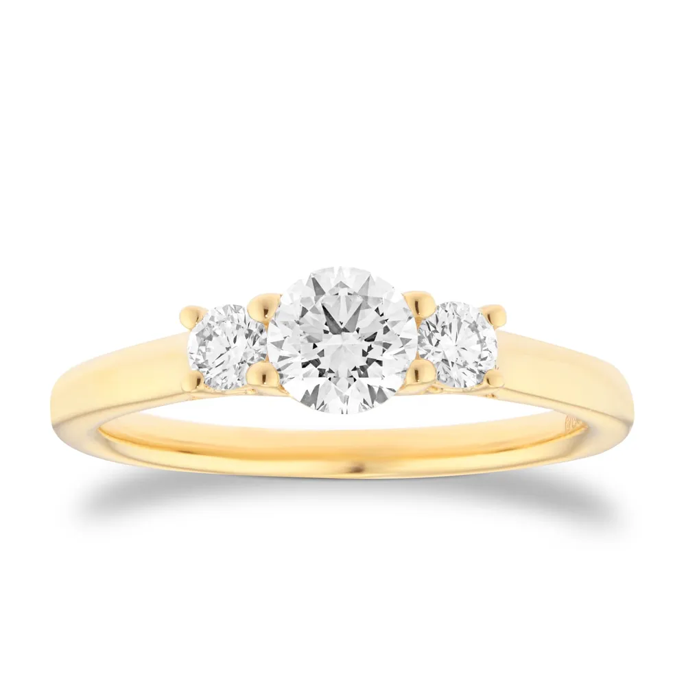 18ct Yellow Gold 0.70cttw Round Brilliant Cut Diamond 3 Stone Engagement Ring