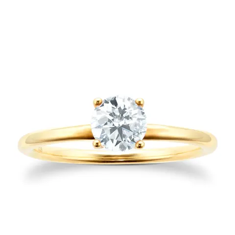 Goldsmiths 18ct Yellow Gold 0.73cttw Diamond Hidden Halo Solitaire Engagement Ring