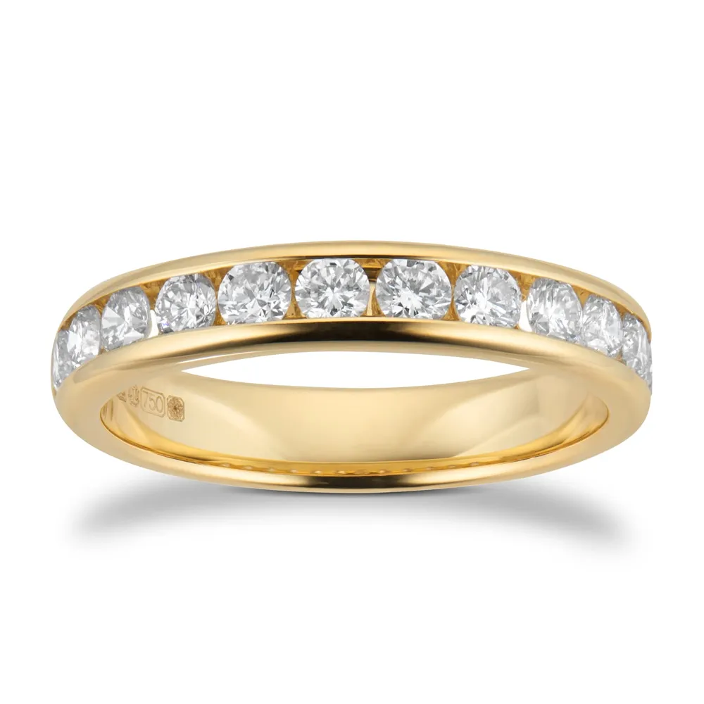 18ct Yellow Gold 0.75cttw Brilliant Cut Diamond Channel Set Eternity Ring
