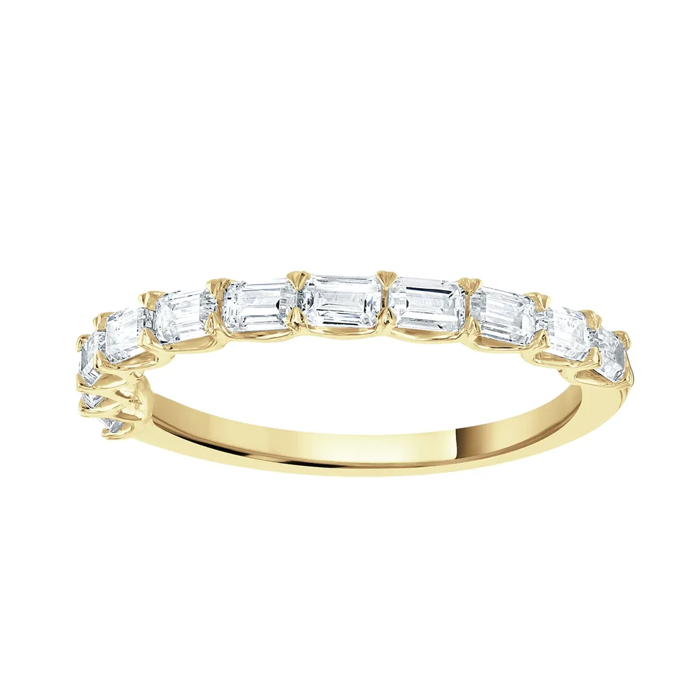 18ct Yellow Gold 0.78 Carat Emerald Cut Half Eternity Ring