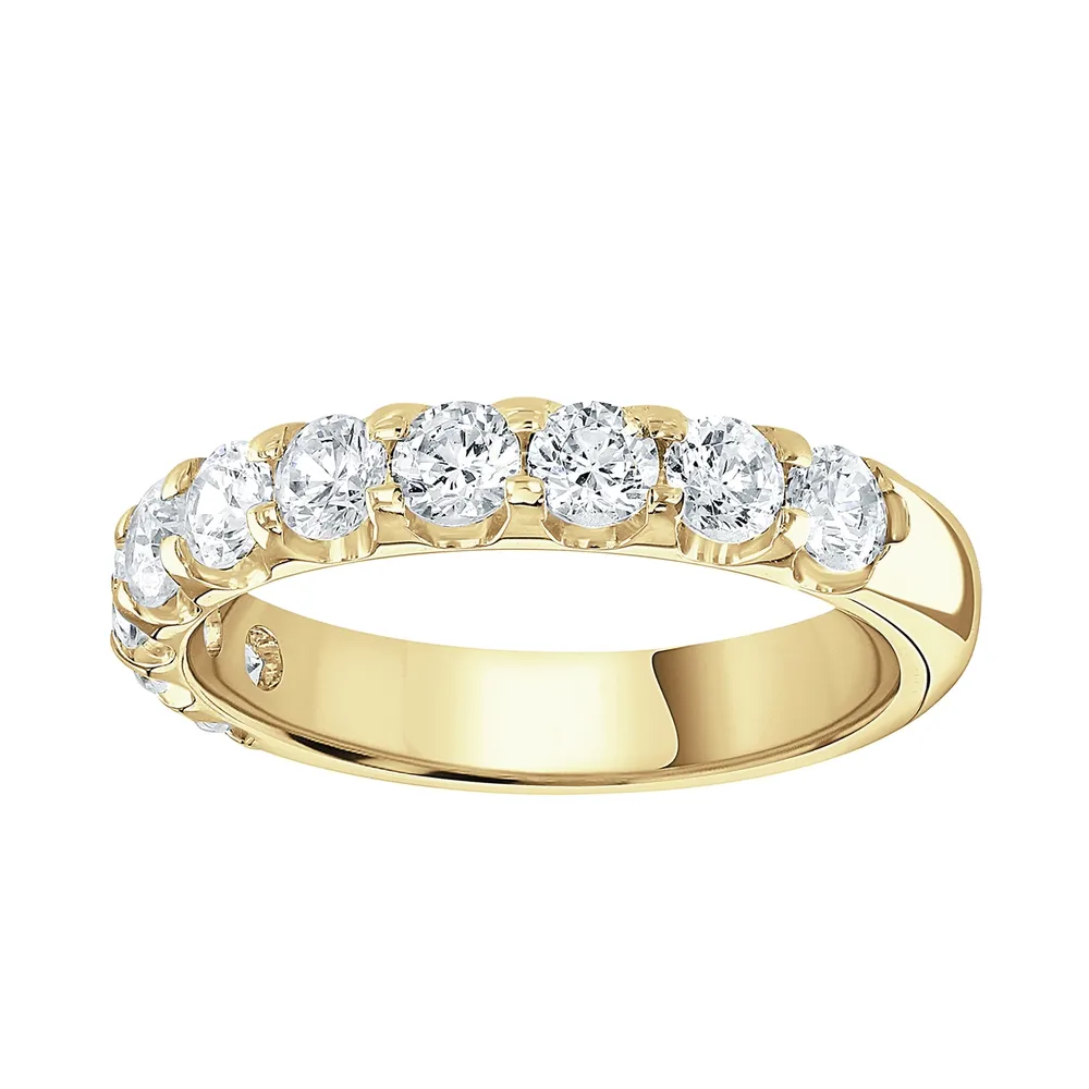 18ct Yellow Gold 1.00 Carat Round Brilliant Cut Claw Set Half Eternity Ring