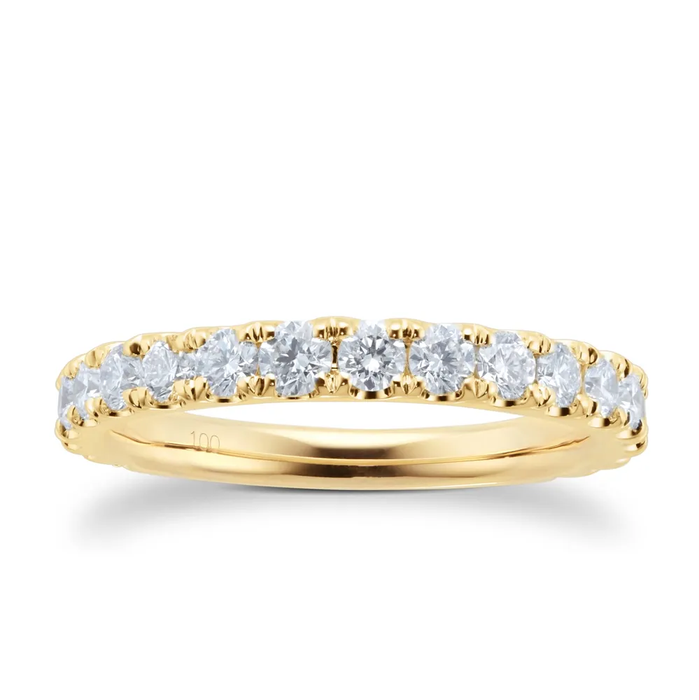 18ct Yellow Gold 1.00ct Diamond Claw Set Eternity Ring