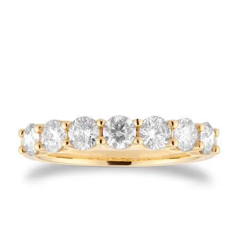 Goldsmiths 18ct Yellow Gold 1.00cttw 7 Stone Brilliant Cut Diamond Eternity Ring