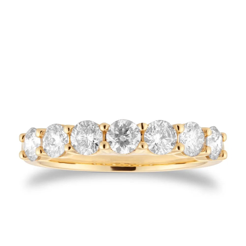 18ct Yellow Gold 1.00cttw 7 Stone Brilliant Cut Diamond Eternity Ring