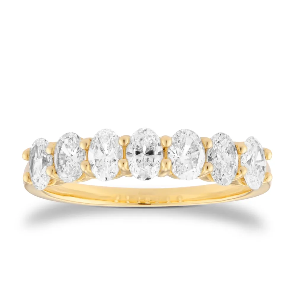 18ct Yellow Gold 1.00cttw 7 Stone Oval Cut Diamond Eternity Ring