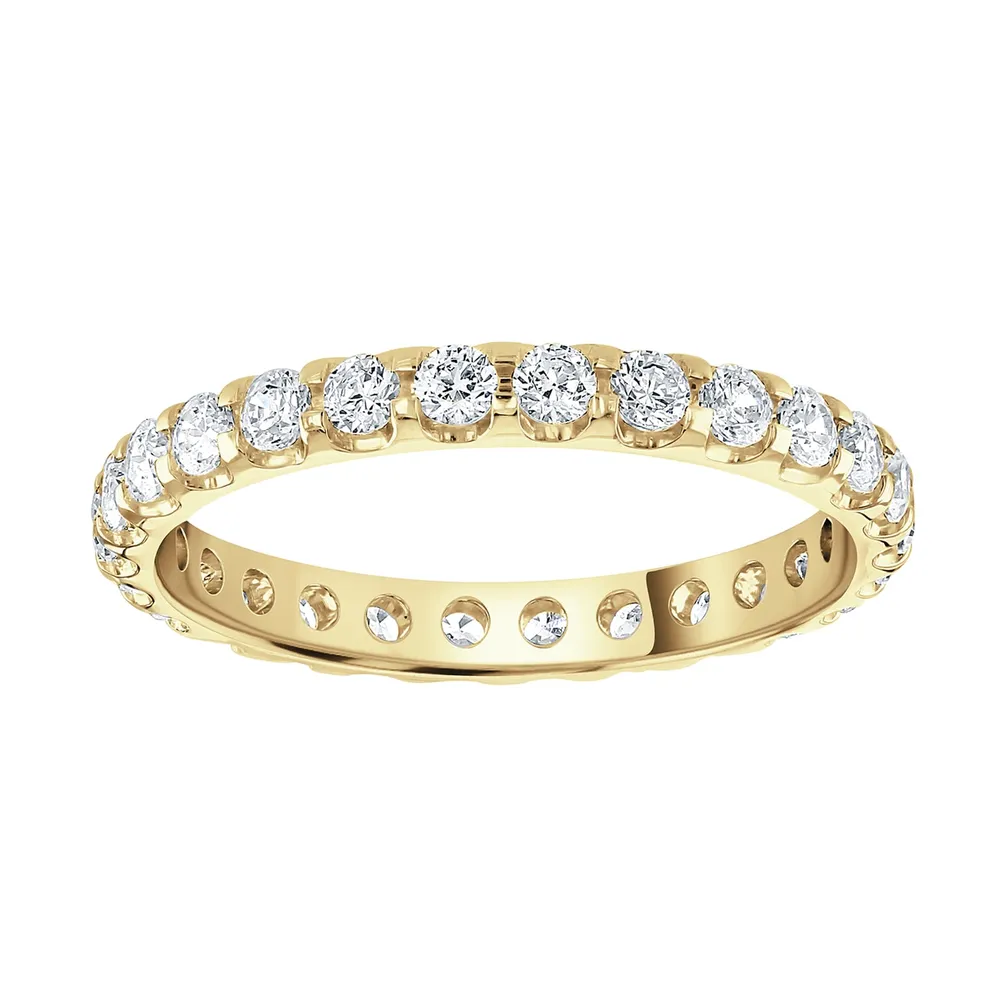 18ct Yellow Gold 1.00cttw Brilliant Cut Claw Set Diamond Full Eternity Ring