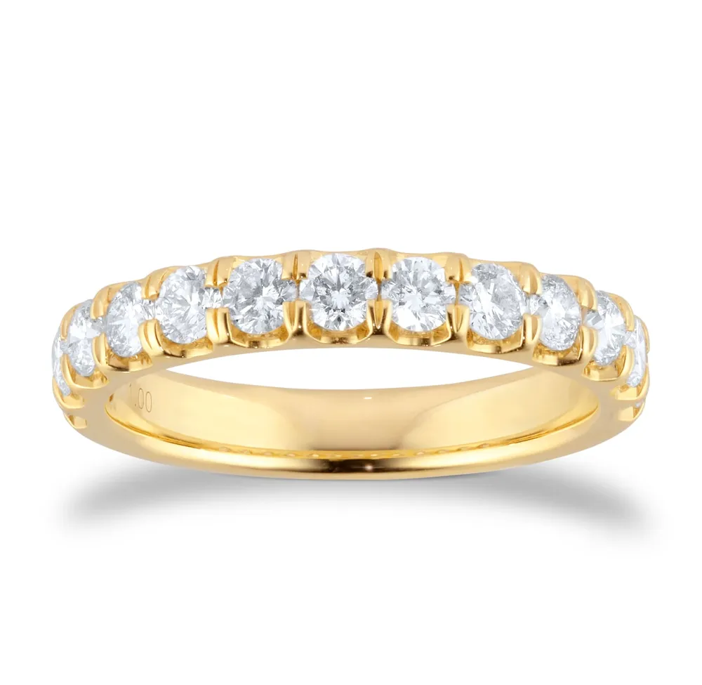 18ct Yellow Gold 1.00cttw Brilliant Cut Diamond Claw Set Eternity Ring