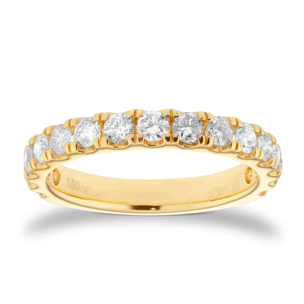 18ct Yellow Gold 1.00cttw Brilliant Cut Diamond Half Eternity Ring