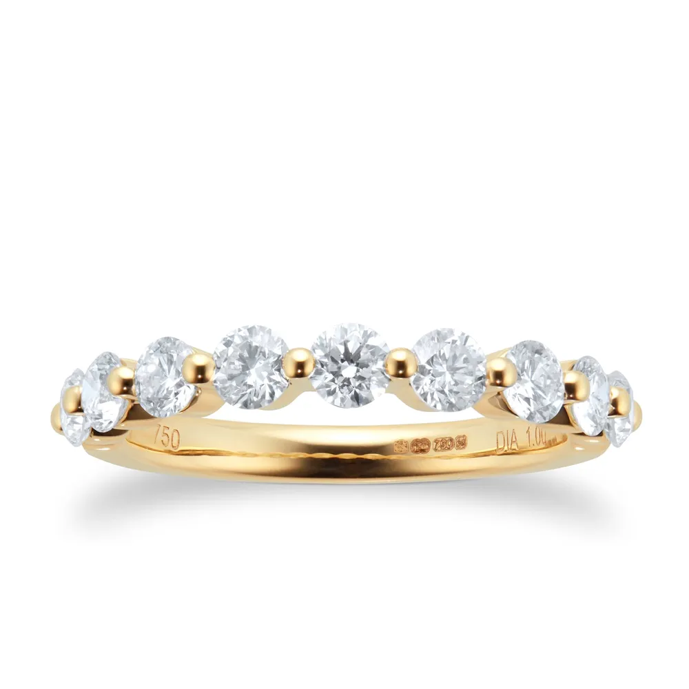 18ct Yellow Gold 1.00cttw Claw Stacker Ring Eternity Ring