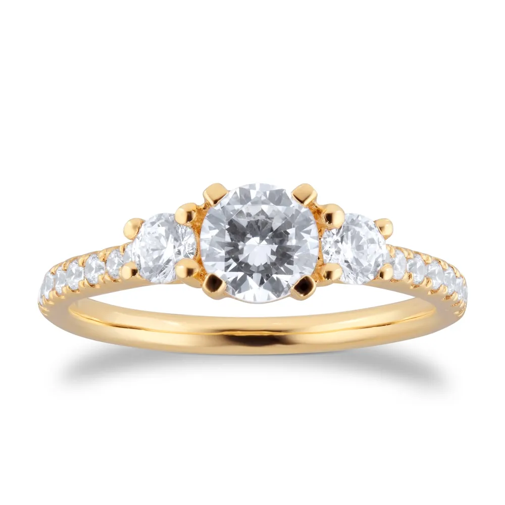 18ct Yellow Gold 1.00cttw Diamond 3 Stone Engagement Ring