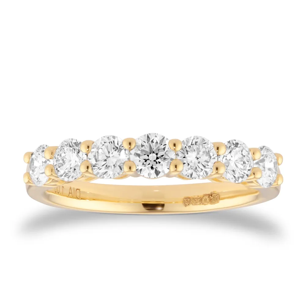 18ct Yellow Gold 1.00cttw Diamond 7 Stone Eternity Ring