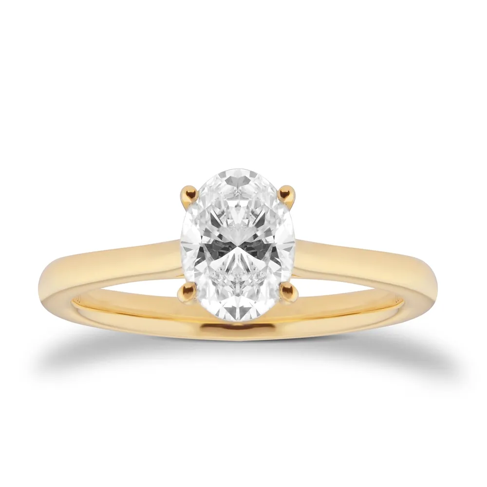 18ct Yellow Gold 1.00cttw Oval Cut Diamond Solitaire Engagement Ring