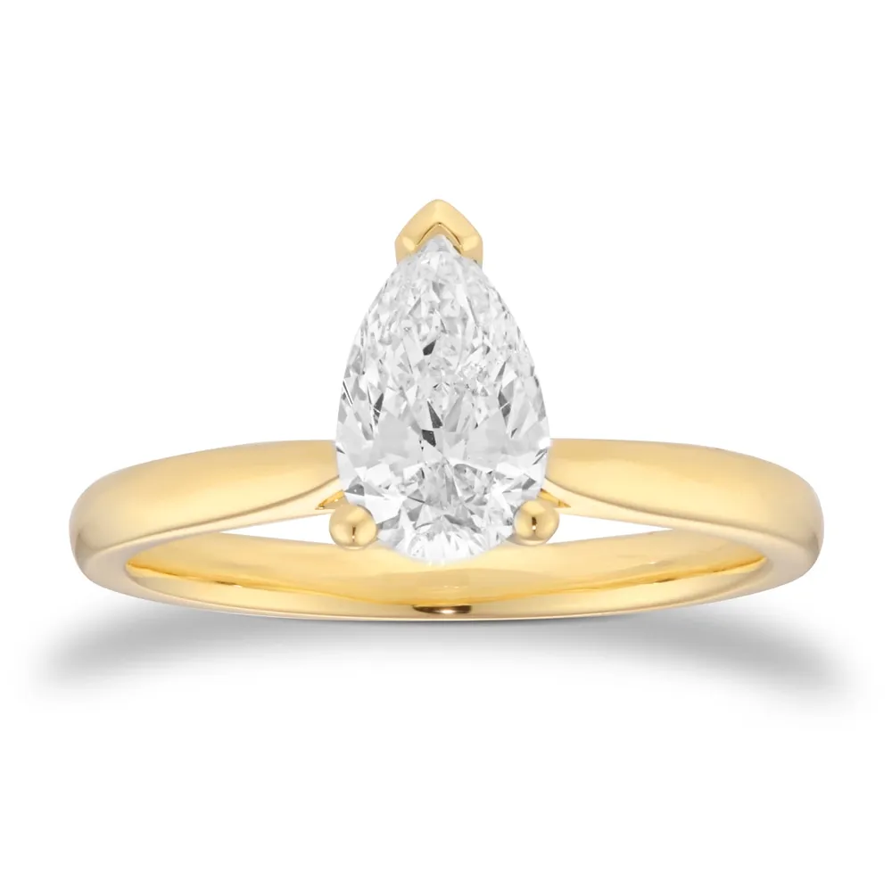 18ct Yellow Gold 1.00cttw Pear Cut Solitaire Engagement Ring