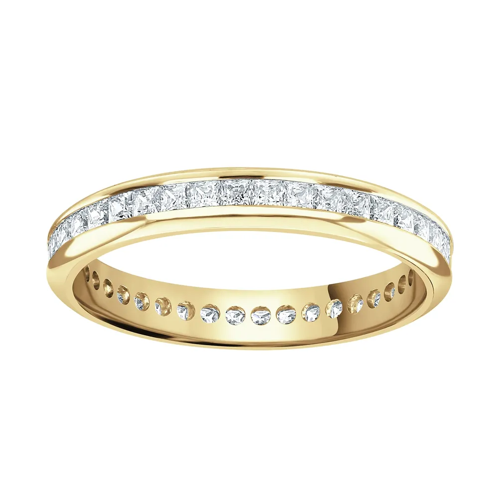 18ct Yellow Gold 1.00cttw Princess Cut Channel Set Diamond Full Eternity Ring