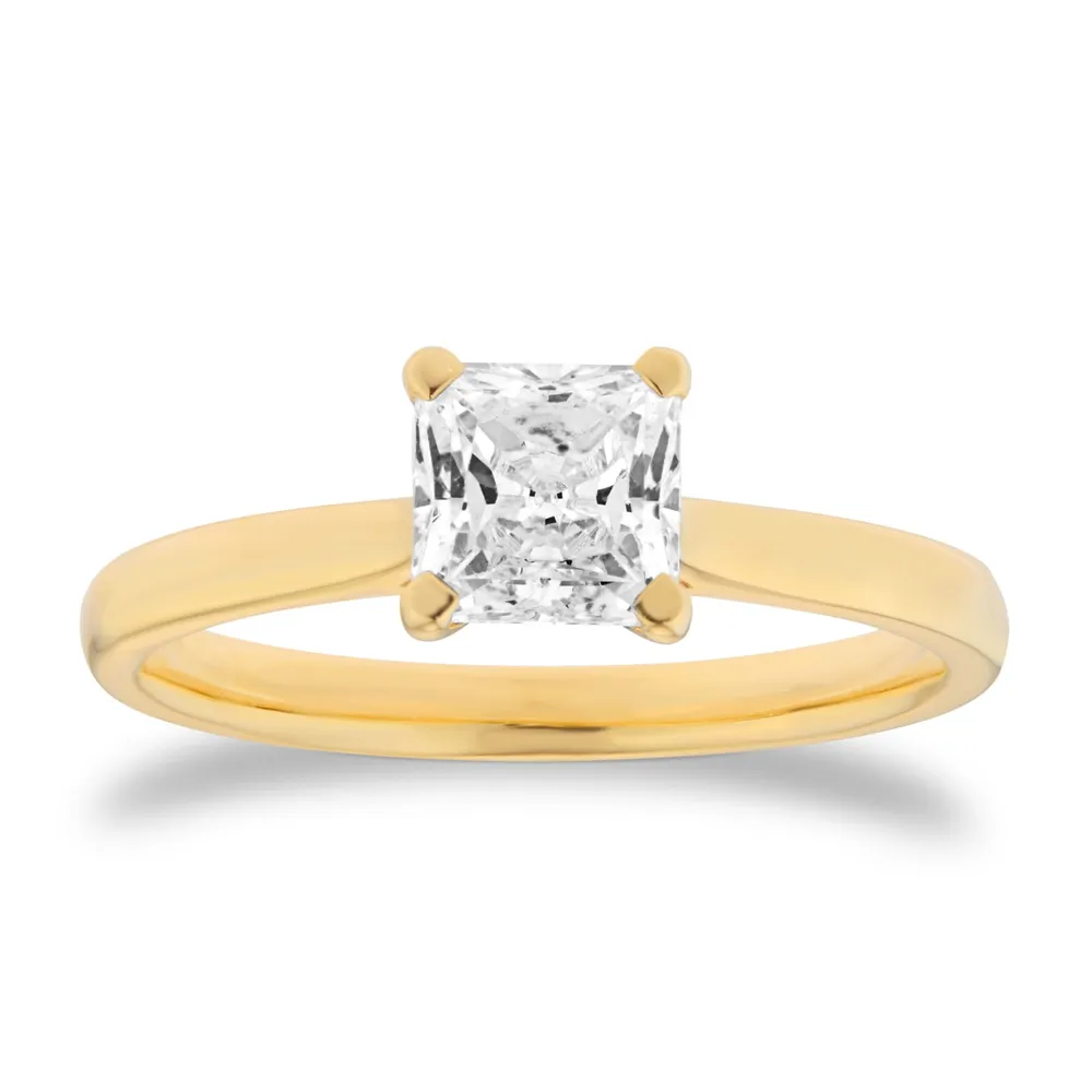 18ct Yellow Gold 1.00cttw Princess Cut Solitaire Diamond Engagement Ring