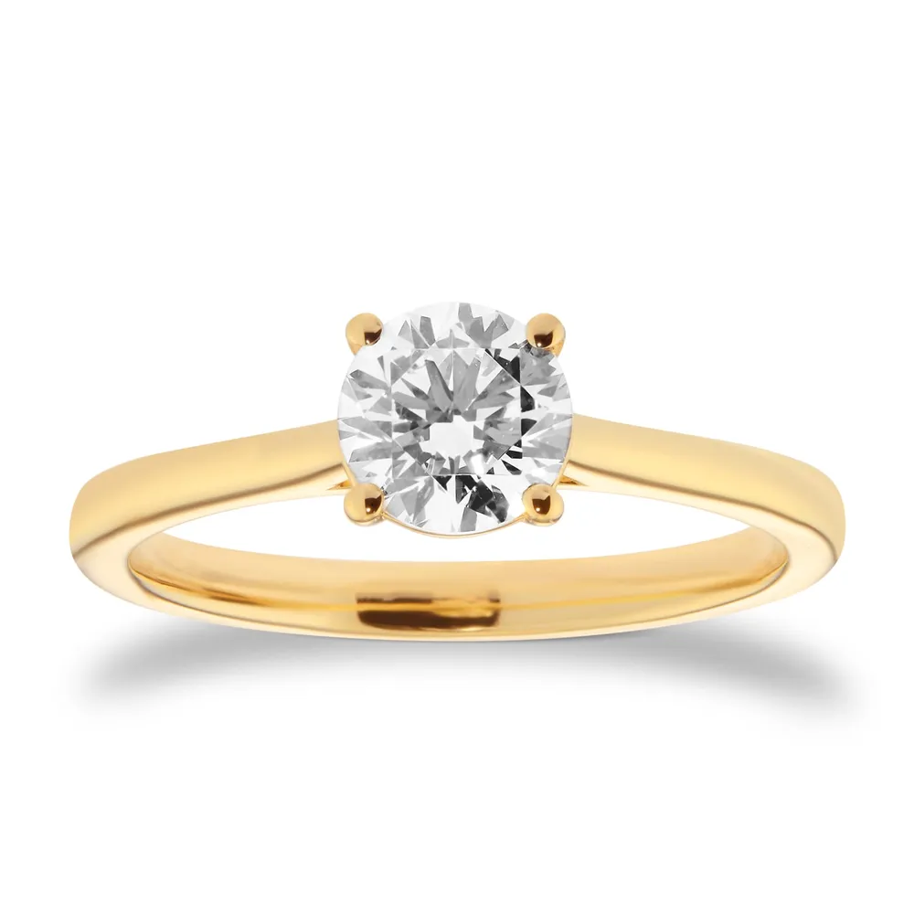 18ct Yellow Gold 1.00cttw Round Brilliant Cut Diamond Solitaire Engagement Ring