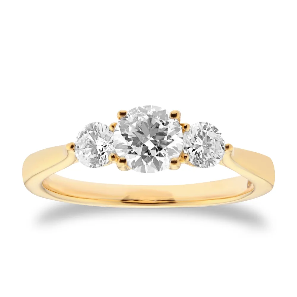 18ct Yellow Gold 1.00cttw Round Brilliant Cut Three Stone Engagement Ring