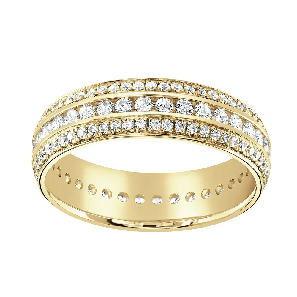 18ct Yellow Gold 1.00cttw Triple Row Channel Set Diamond Full Eternity Ring