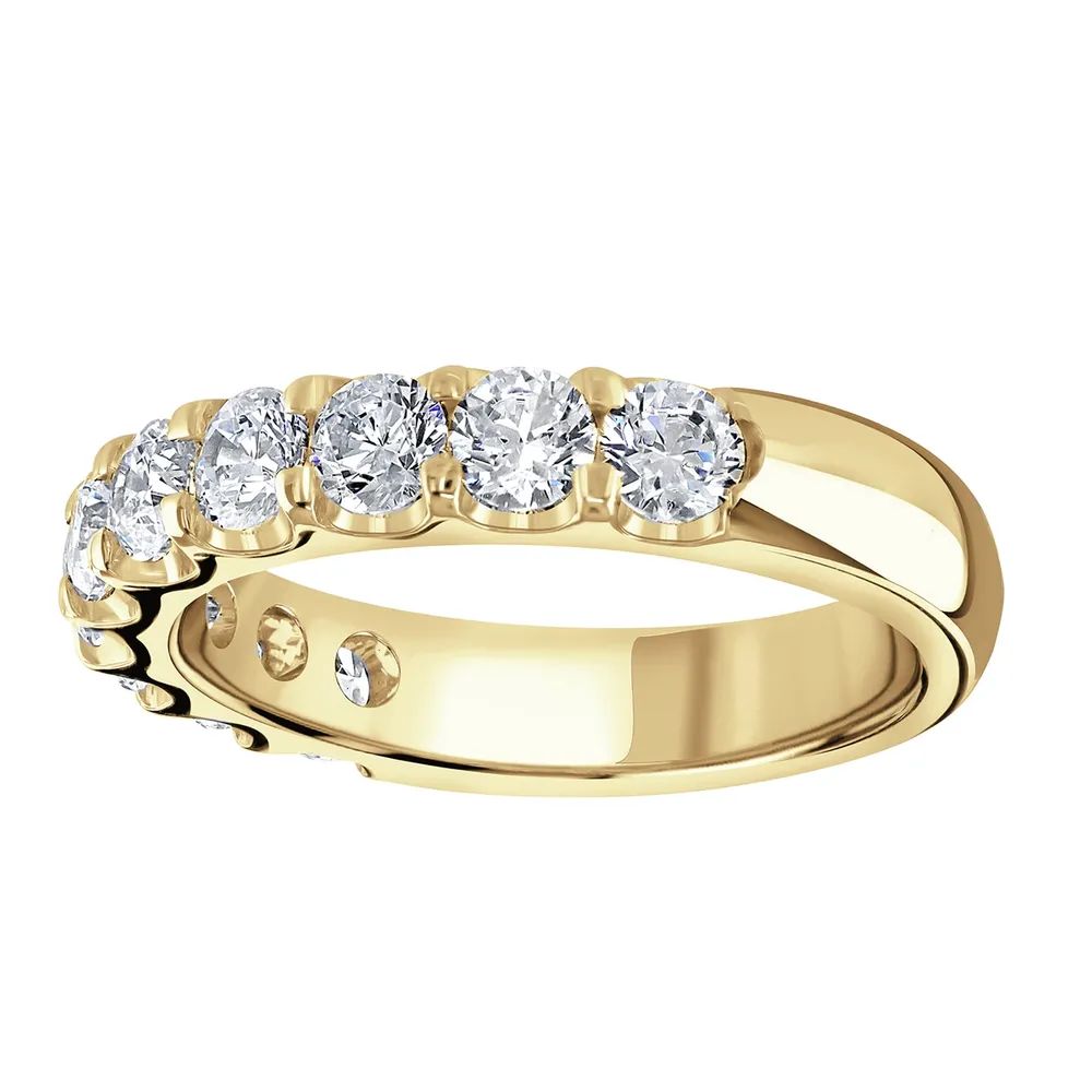 18ct Yellow Gold 1.30 Carat Round Brilliant Cut Claw Set Half Eternity Ring