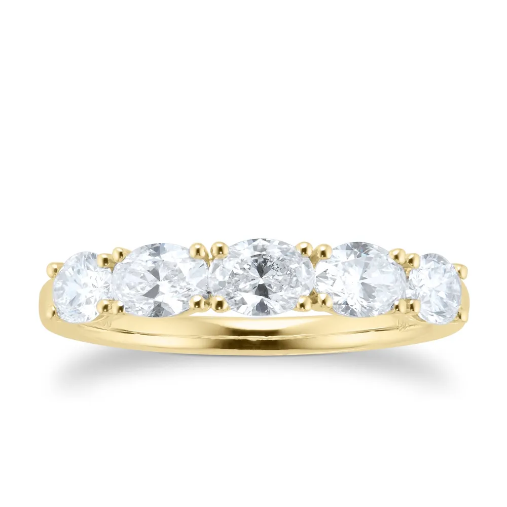18ct Yellow Gold 1.36ct Oval Claw Eternity Ring