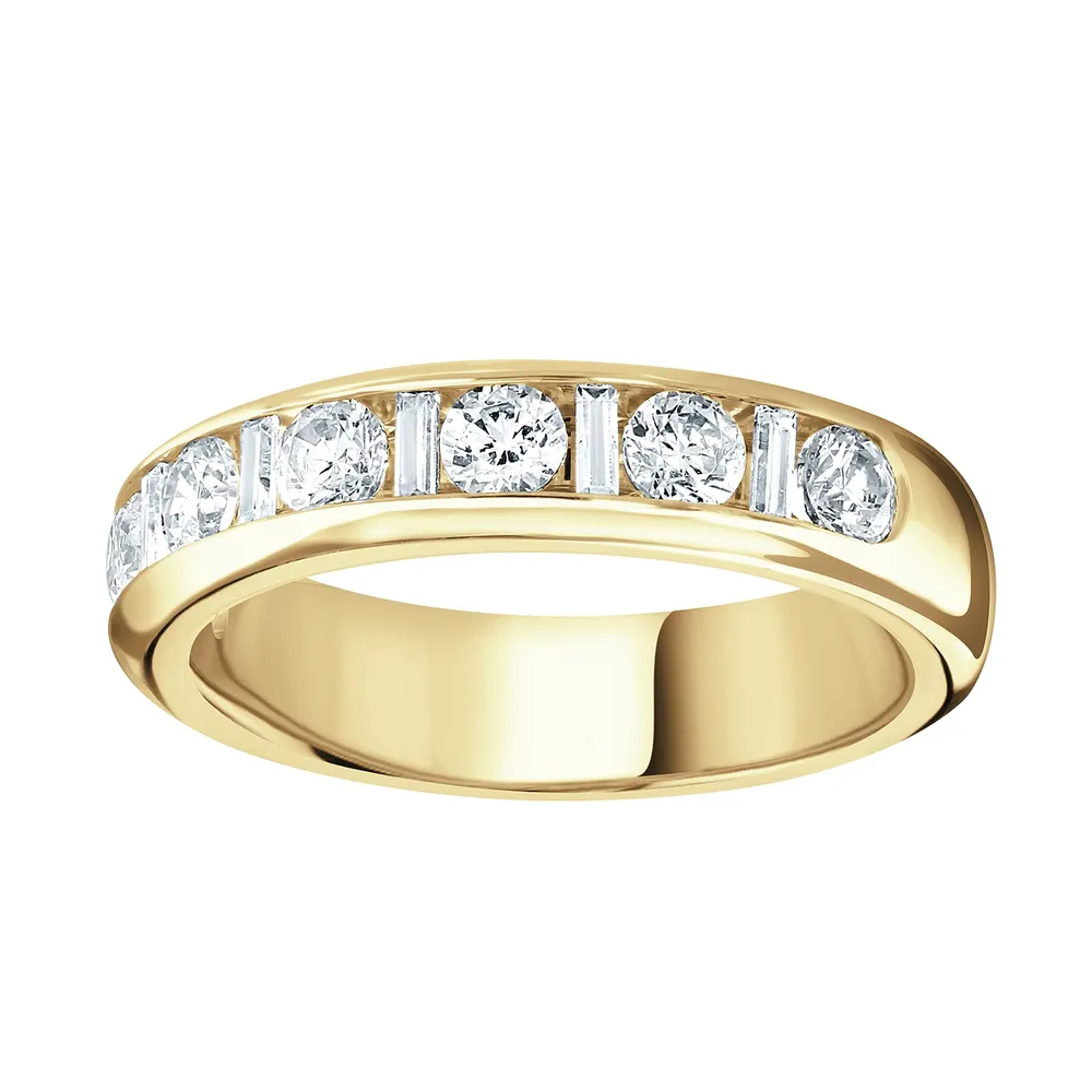 18ct Yellow Gold 1.40cttw Channel Set Dot Dash Diamond Half Eternity Ring