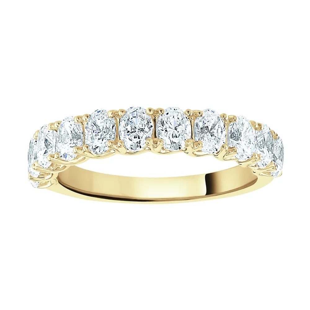 18ct Yellow Gold 1.46cttw Oval Cut Claw Set Diamond Half Eternity Ring