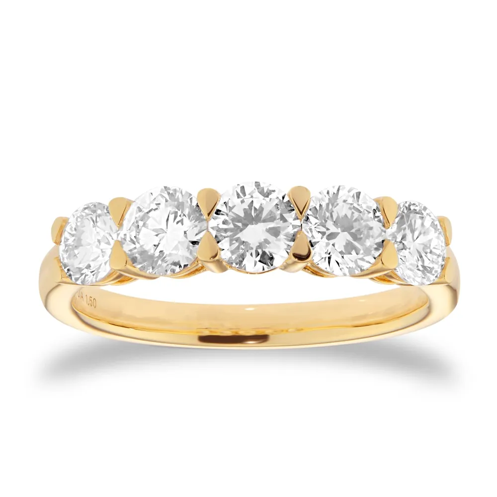 18ct Yellow Gold 1.50cttw Brilliant Cut Diamond 5 Stone Eternity Ring