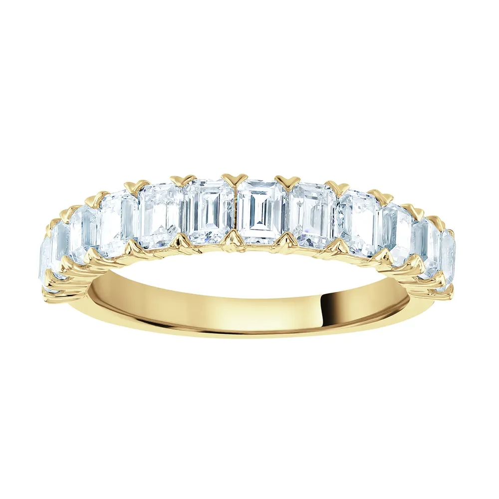 18ct Yellow Gold 1.59cttw Emerald Cut Claw Set Half Eternity Ring