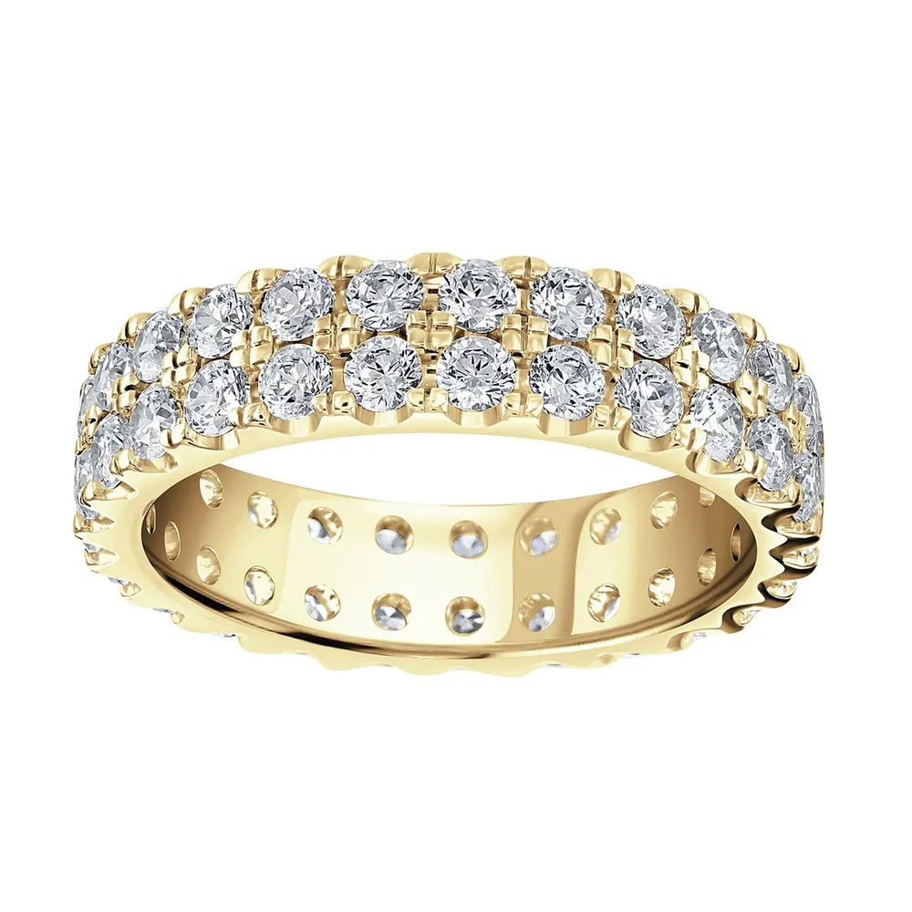 18ct Yellow Gold 2.00cttw Double Row Claw Set Diamond Full Eternity Ring