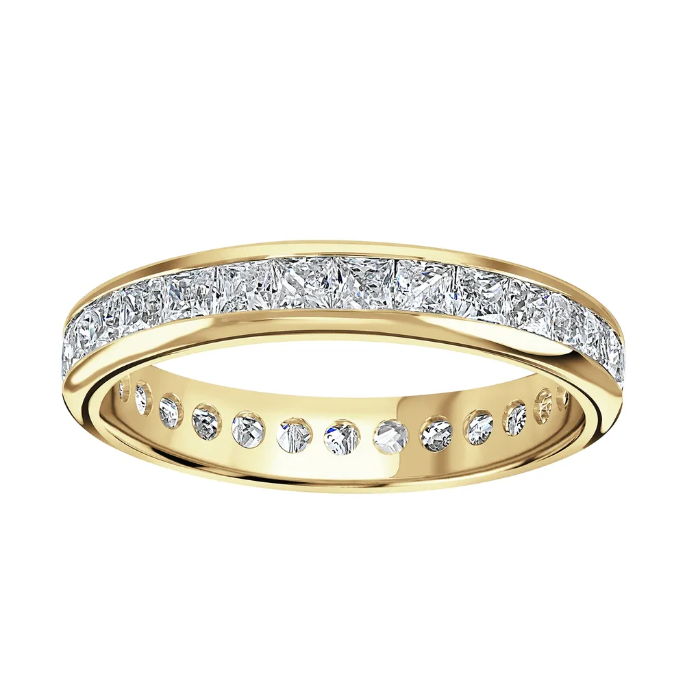 18ct Yellow Gold 2.00cttw Princess Cut Channel Set Diamond Full Eternity Ring