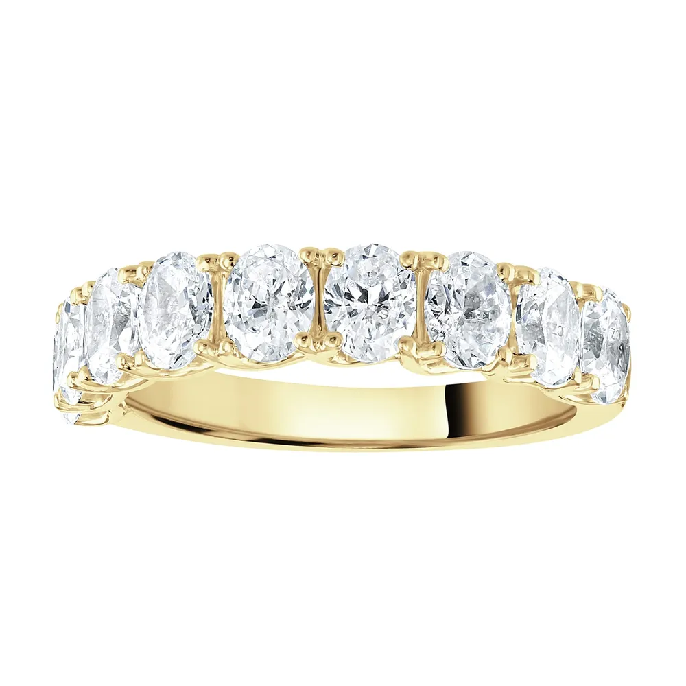 18ct Yellow Gold 2.09cttw Oval Cut Claw Set Diamond Half Eternity Ring