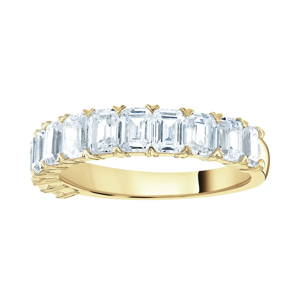 18ct Yellow Gold 2.19 Carat Emerald Cut Half Eternity Ring