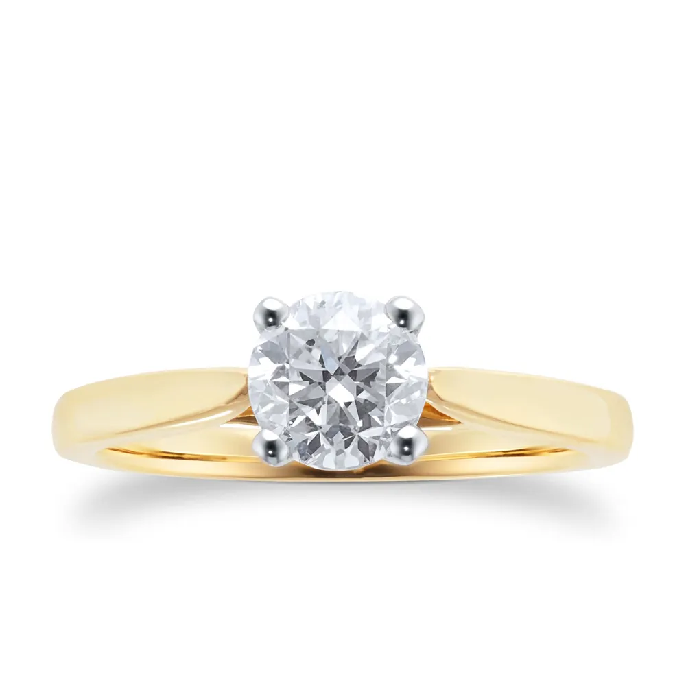 18ct Yellow Gold Brilliant Cut 1.00ct Diamond Solitaire Engagement Ring
