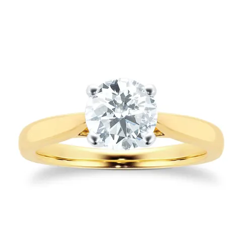 Goldsmiths 18ct Yellow Gold Brilliant Cut 1.00cttw Diamond Ring