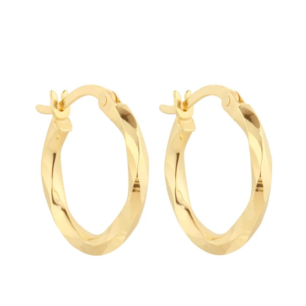 18ct Yellow Gold Fluid Hoop Earrings