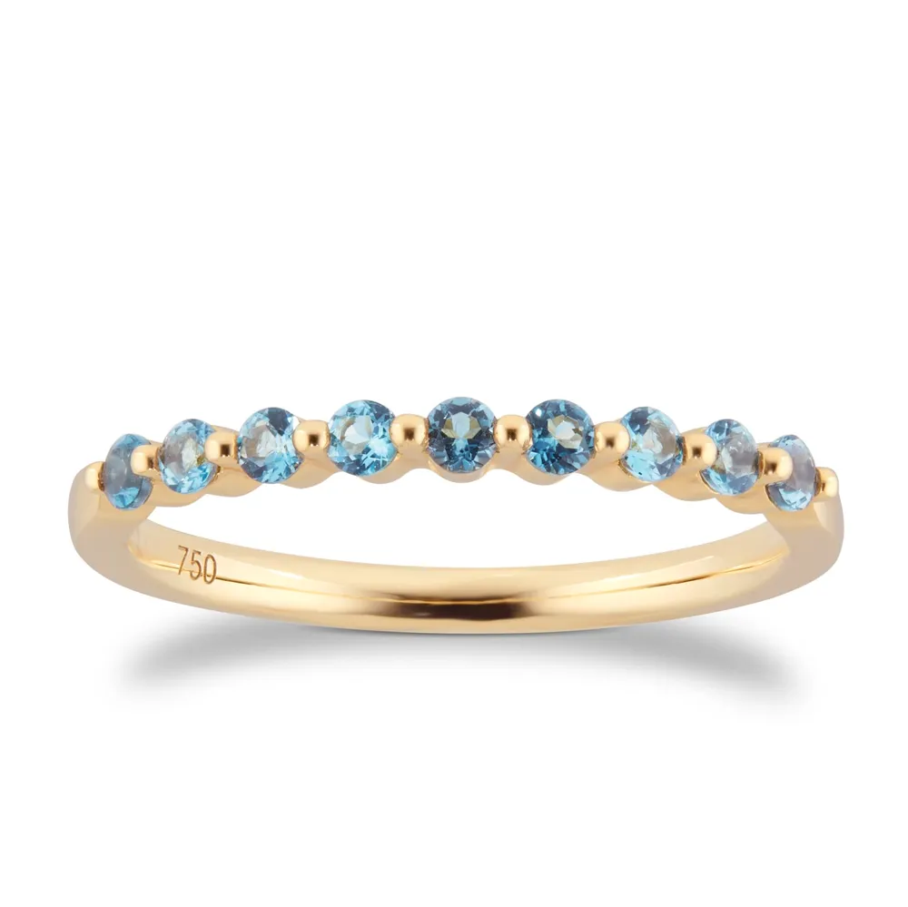 18ct Yellow Gold London Blue Topaz Eternity Ring