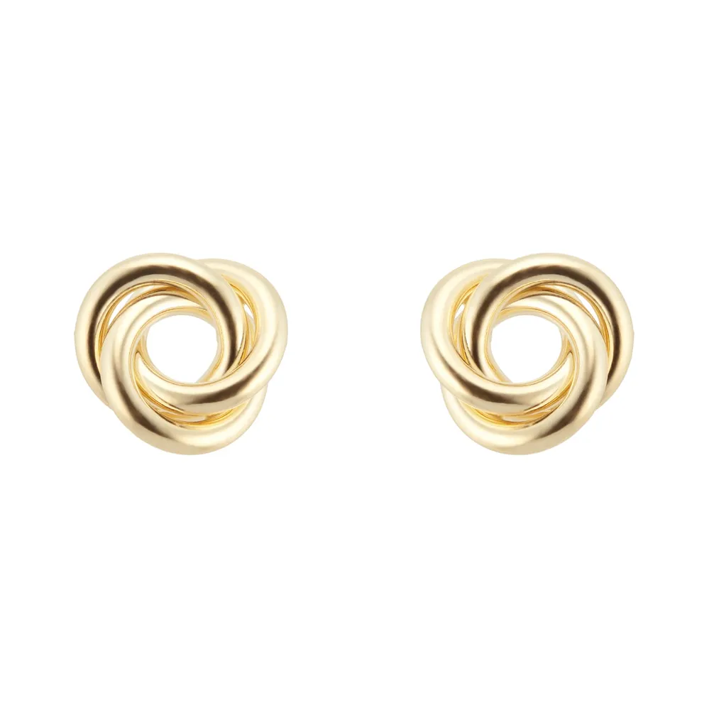 18ct Yellow Gold Open Flat Knot Stud Earrings