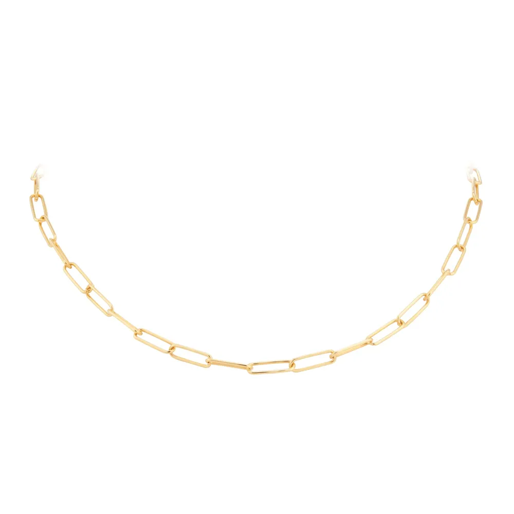18ct Yellow Gold Plated Silver 3.5mm Slim Paperlink Chain Necklace