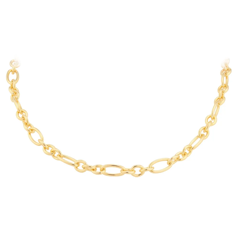 18ct Yellow Gold Plated Silver Mixed Link Chunky Belcher Chain Bracelet