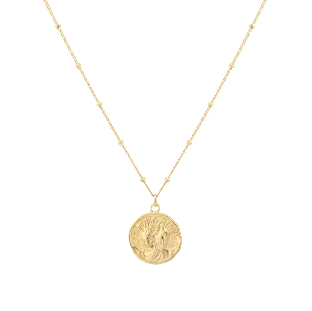 18ct Yellow Gold Plated Sterling Silver Gemini Beaded Chain Horoscope Pendant
