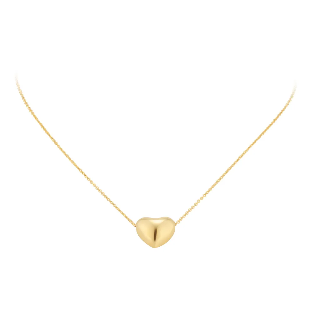 18ct Yellow Gold Plated Sterling Silver Puff Heart Necklace