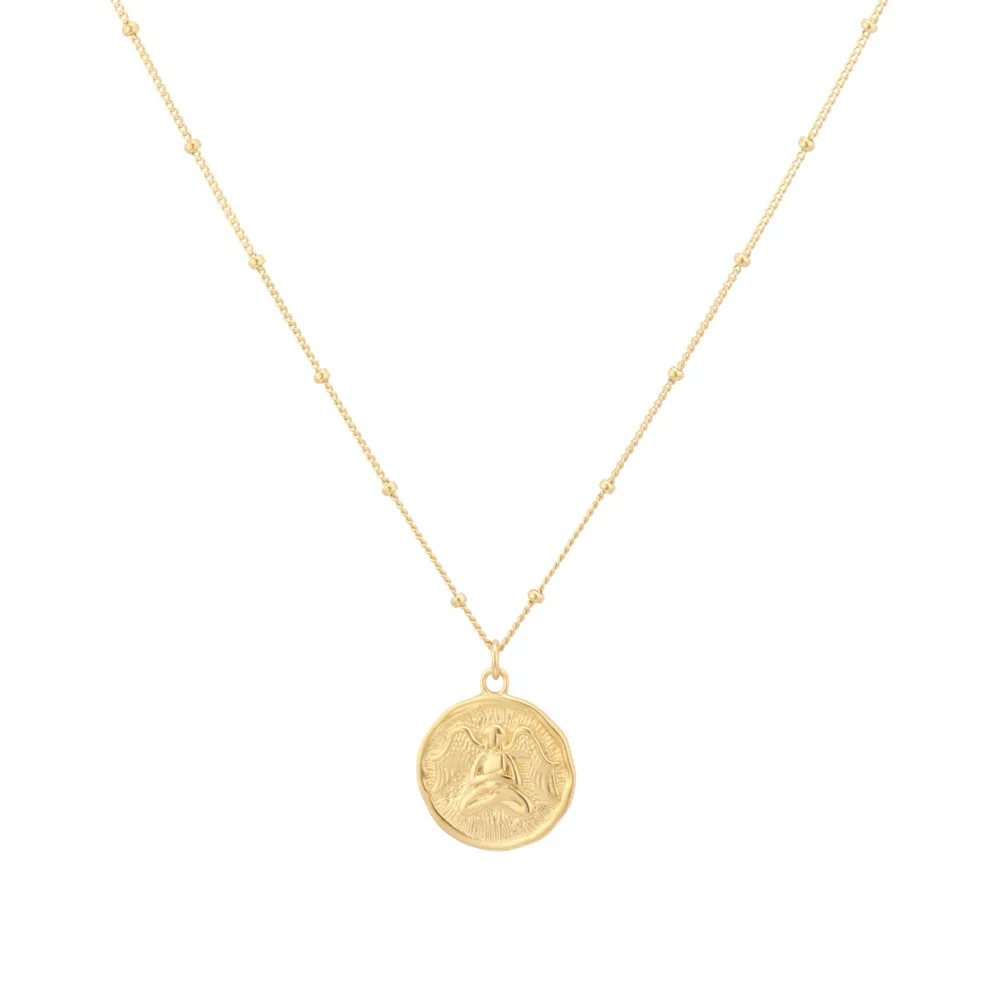 18ct Yellow Gold Plated Sterling Silver Virgo Beaded Chain Horoscope Pendant