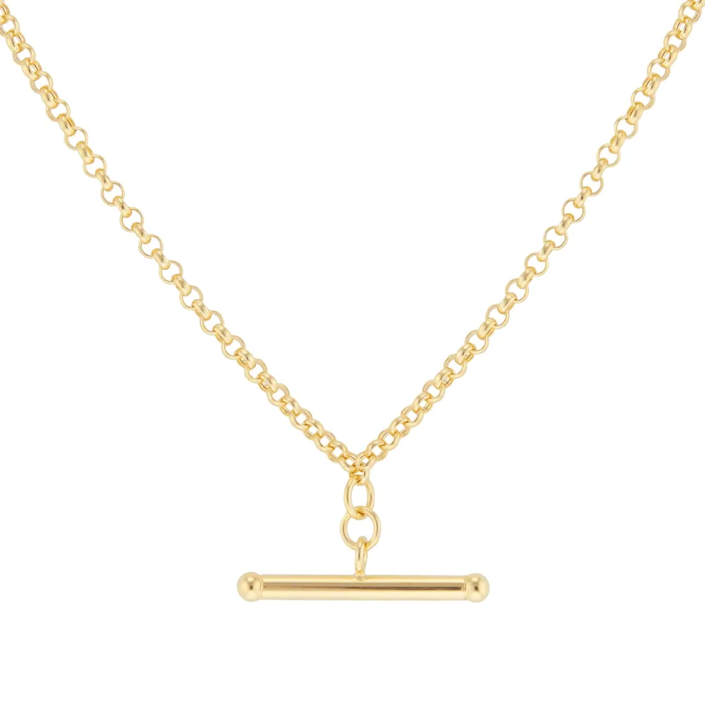 18ct Yellow Gold T-Bar Chain Necklace