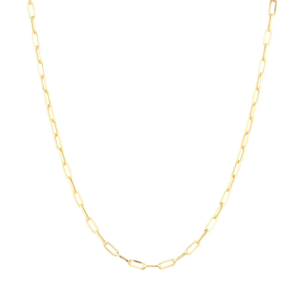 18ct Yellow Gold Thin Paperlink Hollow Chain
