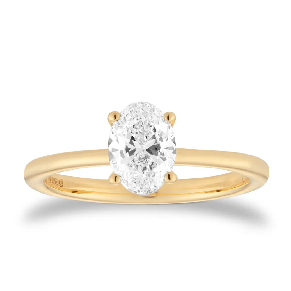 18t Yellow Gold 0.90cttw Oval Cut Solitaire Engagement Ring